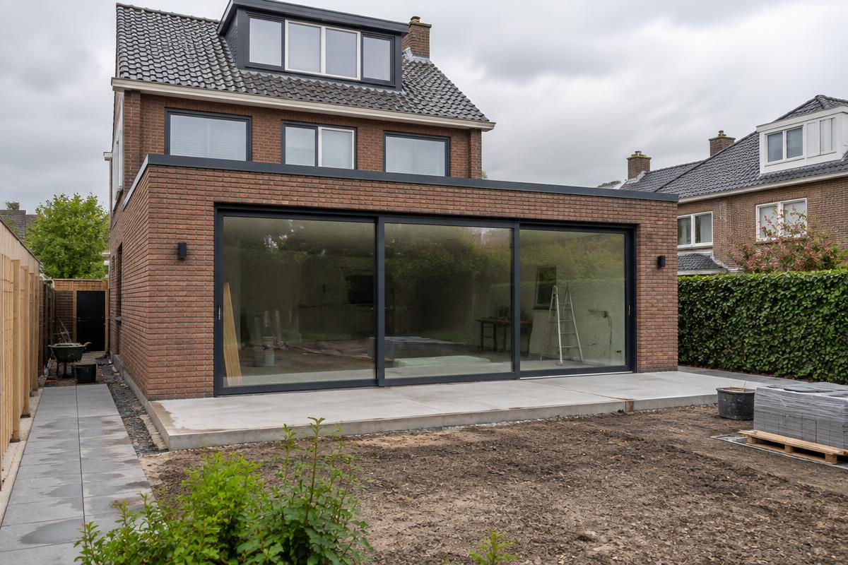 Uitbouw van 4 meter met schuifpui in Hengelo